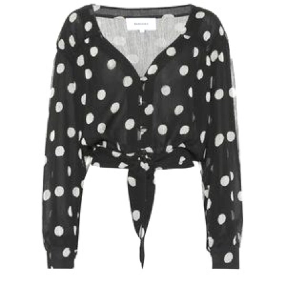 Nanushka Polka Dot Blouse Top Tie Knot, Size S